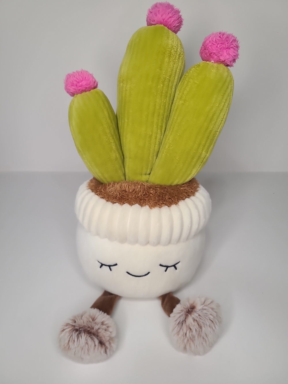 Greenhouse by Russ Flowering Cactus Plush Potted Plant Flowers 12" Shelf Sitter